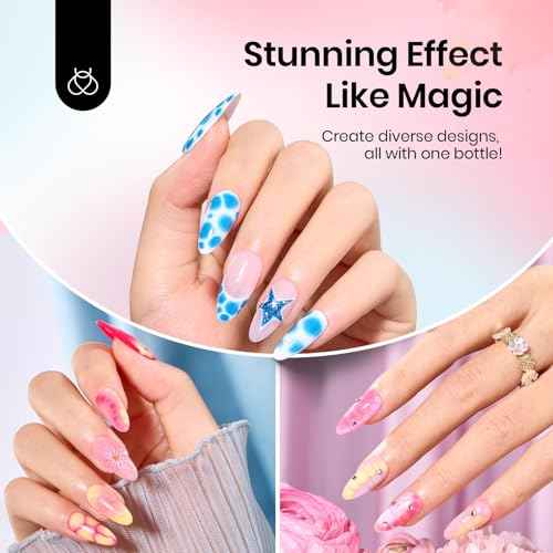 Beetles Blooming Gel, Blooming Gel Nail Polish Clear Uv Led Blossom for Spreading Effect Marble Natural Stone Watercolor Floral Print Fall Nails Soak off Diy Nail Art Design Manicure Gift for Women