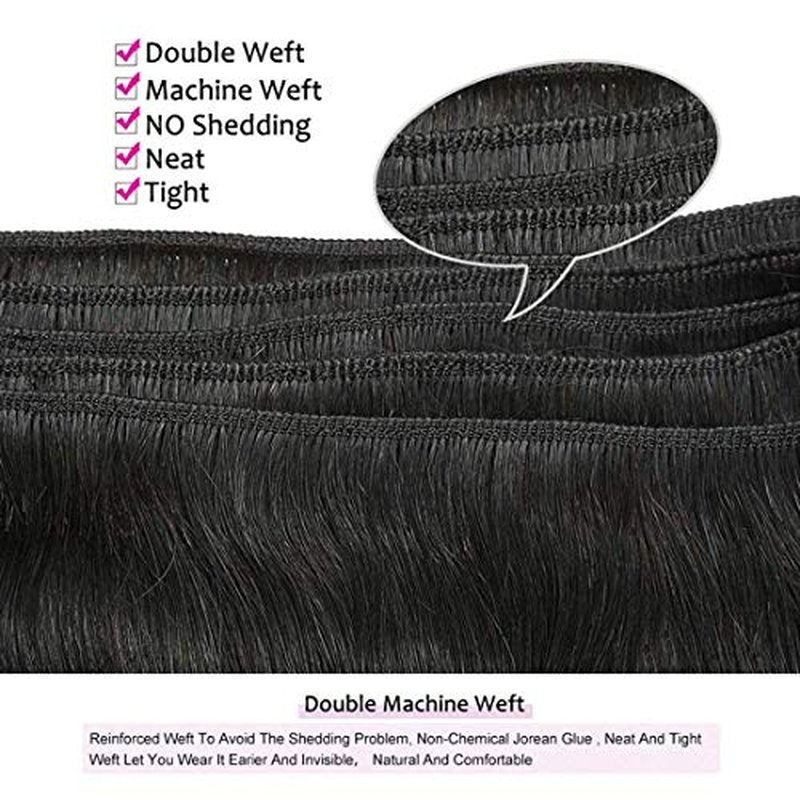 Liang Dian 14 Inch Straight Human Hair 4 Bundles Natural Color 12A Brazilian Virgin Hair 100% Unprocessed Straight Human Hair Bundles(14" 14" 14" 14")