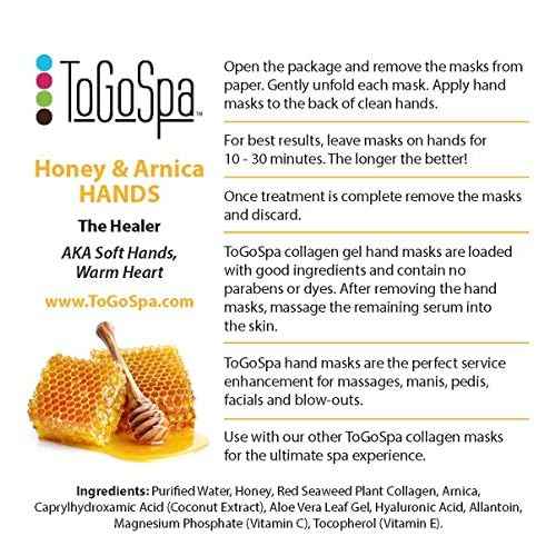 ToGoSpa, HANDS, Honey And Arnica Hand Mask Moisturizing Gloves, Moisturizer For Dry Cracked Hands, Overnight Gloves For Men And Women, Smooth Texture And Appearance, Pack Of 2