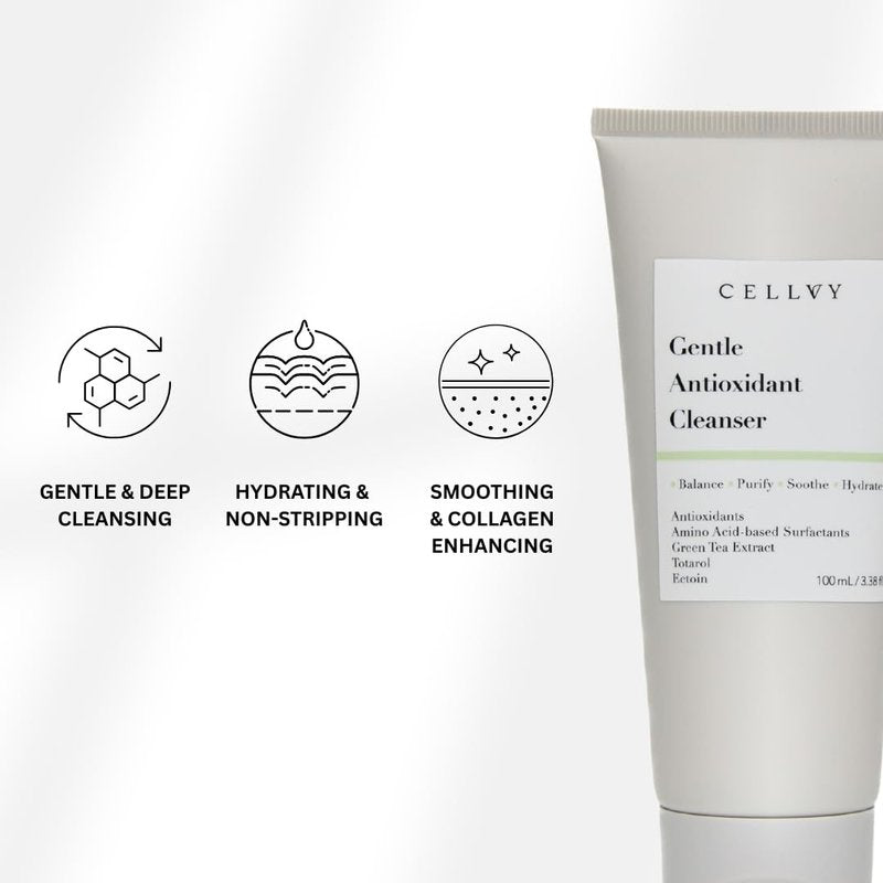 Gentle Antioxidant Cleanser - Daily Hydrating Anti-Aging Face Wash with Green Tea Extract | Nourishing & Balancing