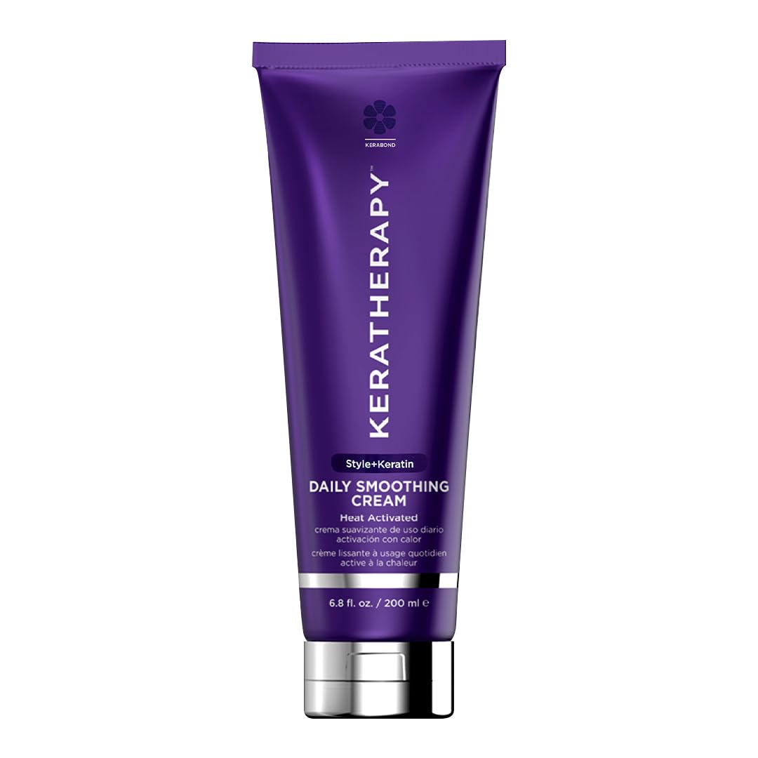 KERATHERAPY Daily Smoothing Cream, 6.8 fl. oz., 200 ml - Keratin Infused Smoothing Cream for Blowouts with Collagen, Jojoba Oil, Wheat & Argan Oil