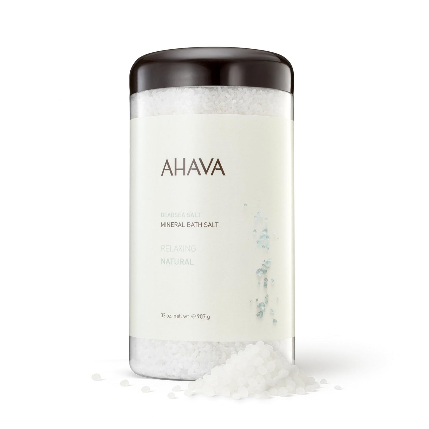 AHAVA Dead Sea Salt Mineral Bath Salt, Natural - Intense Relaxation for Body & Mind, Elevates Moisture, Softens & Eases Sore Muscles, Enriched by Exclusive Dead Sea Salt & Osmoter blend, 32 oz