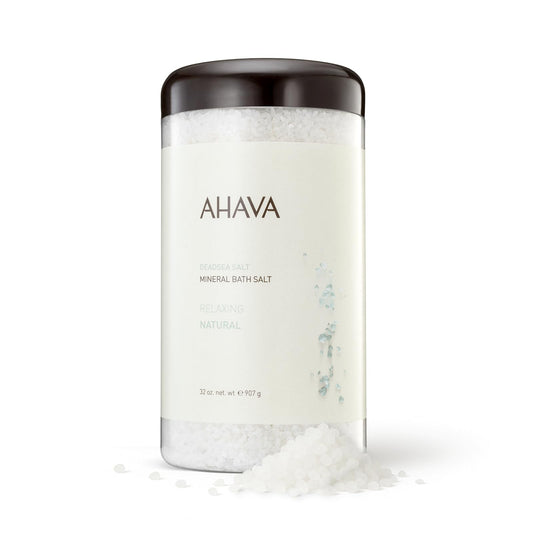 AHAVA Dead Sea Salt Mineral Bath Salt, Natural - Intense Relaxation for Body & Mind, Elevates Moisture, Softens & Eases Sore Muscles, Enriched by Exclusive Dead Sea Salt & Osmoter blend, 32 oz