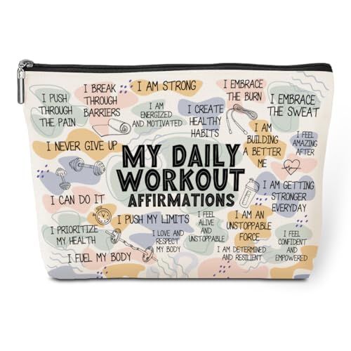 Daily Affirmations for Women Makeup Bag Workout Gifts for Women Encouragement Inspirational Mental Health Gifts for Female Friend Coworker Birthday Friendship Mothers Day Nurse Day Travel Toiletry Bag