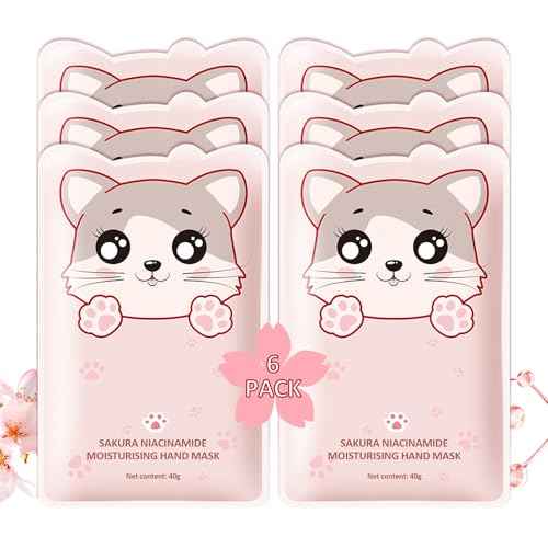 Hand Masks Moisturizing Gloves,6 Pairs Hydrating Hand Peel Masks Gift Set for Dry Cracked Hands Care,Long-lasting and Non-greasy Hand Moisturizer Gloves for Women A