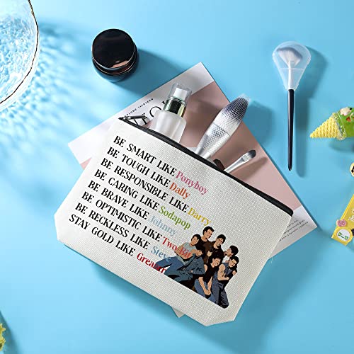 Azteoiz Fun Cosmetic Bag and 5 Stickers Keep Gold Pony-boy Gifts 80's Movie Out-siders Accessories Inspiration Birthday Christmas Gifts for Her Female Movie Lovers Be Smart Like Pony-boy Cosmetic Bag