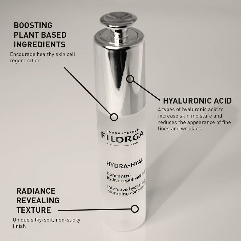Filorga Hydra-Hyal Intensive Hydrating & Plumping Face Serum Treatment, Concentrated with Hyaluronic Acid for Anti Aging Skin Brightening and Moisturizing, 1 fl. oz.