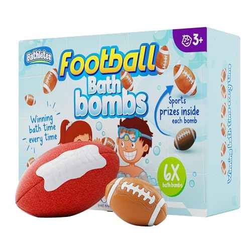 6pc Sporty Kids Bath Bombs with Surprise Inside - Perfect for Birthdays, Holidays (Football)