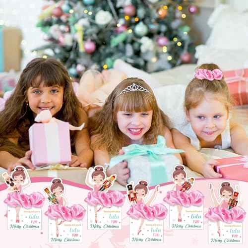 36 Sets Nutcracker Ballet Scrunchie with Ballet Themed Thank You Cards Dance Recital Gifts for Christmas Stuffers Ballerina Birthday Party Decorations Supplies