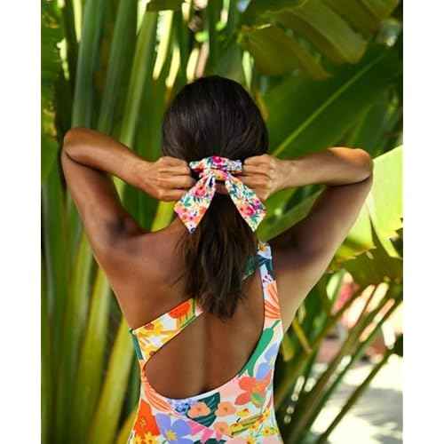 RIFLE PAPER CO. Garden Party Scrunchie, 100% Polyester, Digitally Printed, 3.5" Diameter, Scarf Tie for Hair, Soft Elastic Scrunchie Hair Band, Works as Ponytail Holder or Wrist Accessory