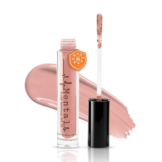 Mental Skincare Hydrating Nude Pink Tinted Lip Gloss – Weightless Formula with Soft Luminous Finish & High Color Payoff - Non-Sticky Lip gloss for Women for Long-Wear & Buildable Pigment – 0.11 Fl Oz.