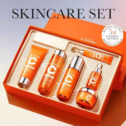Skin Care Set Kit Vitamin C Korean Skincare Set Skin Care for Kids Includes Toner, Serum,Cleanser Gift Set for Women Teens Girls (6pcs Full Size Set)