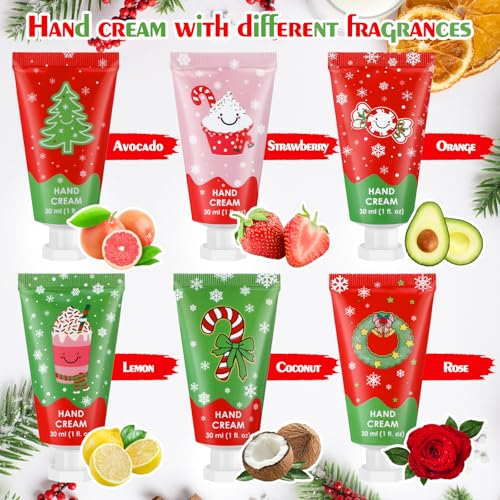 Loopeer 12 Pcs Christmas Hand Cream Gifts Bulk Christmas Mini Hand Lotion Xmas Stocking Stuffers Gifts Travel Size Mini Creams Moisturizer Cream Xmas Party Favors for Dry Skin Women Men Mom Employee