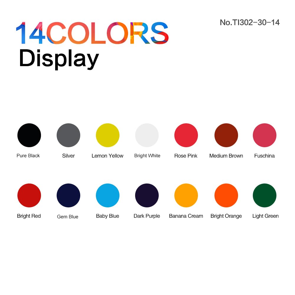 14PCS Tattoo Ink Color Set, Solong 1oz (30ml) Pigment Kit Color Tattoo Ink TI302-30-14-US