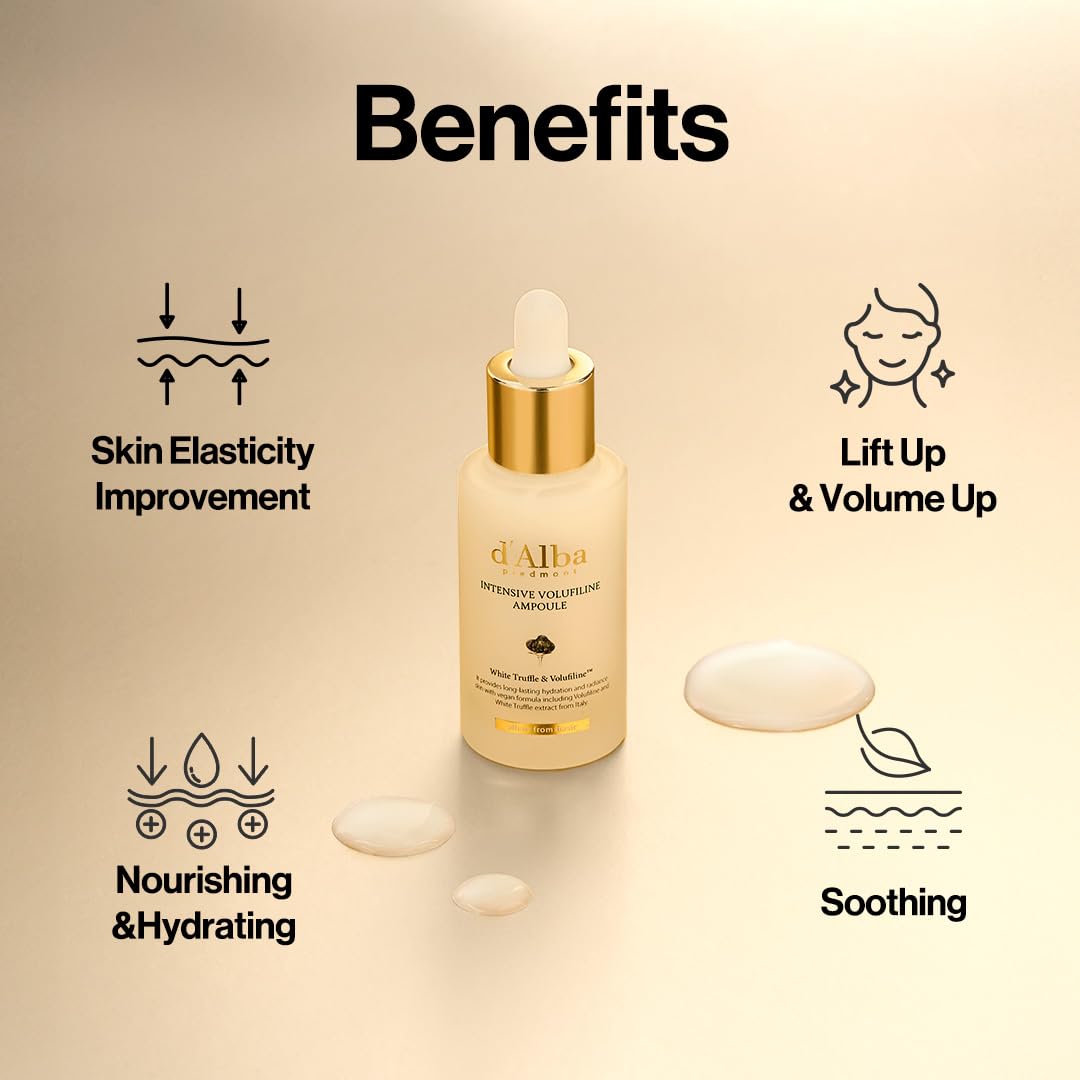 d'alba Piedmont White Truffle Intensive Volufiline Ampoule (1.01 Fl. Oz), Milky Serum, Skin Firming, Volufiline 50,000ppm, elasticity care and nourishment, Korean Skin Care
