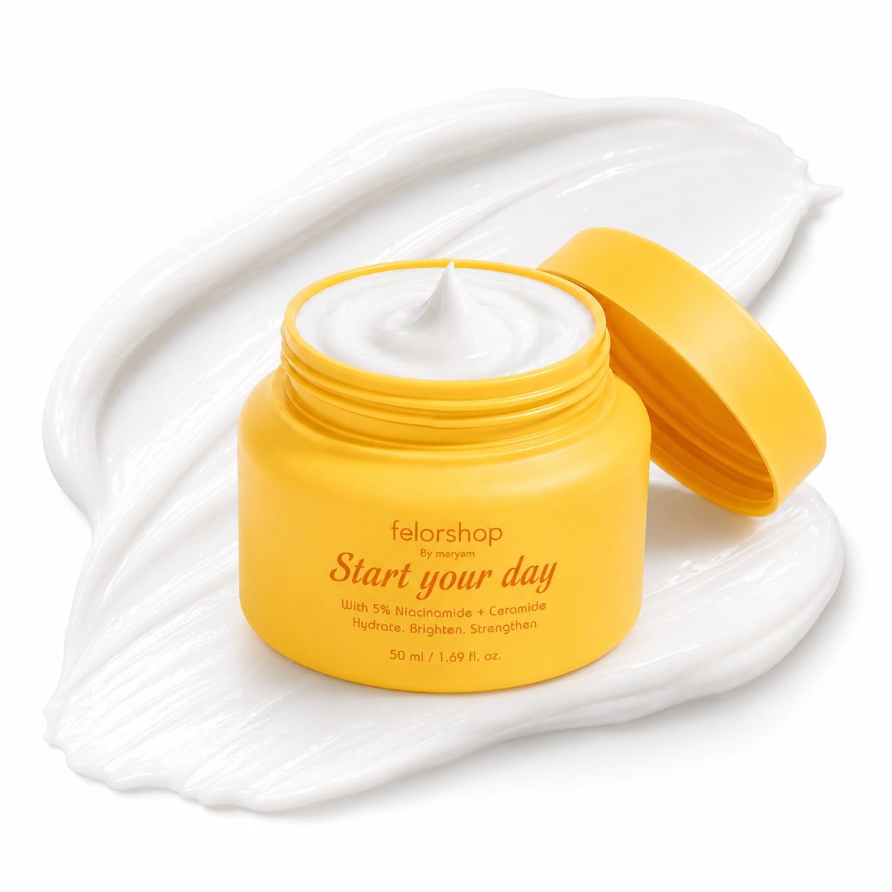 FelorShop Niacinamide Face Cream with 5% Niacinamide & Ceramides, Brightening Face Moisturizer for Dull Skin, Lightweight Daily Moisturizer, Glass Skin Glow Formula, 1.69 fl oz