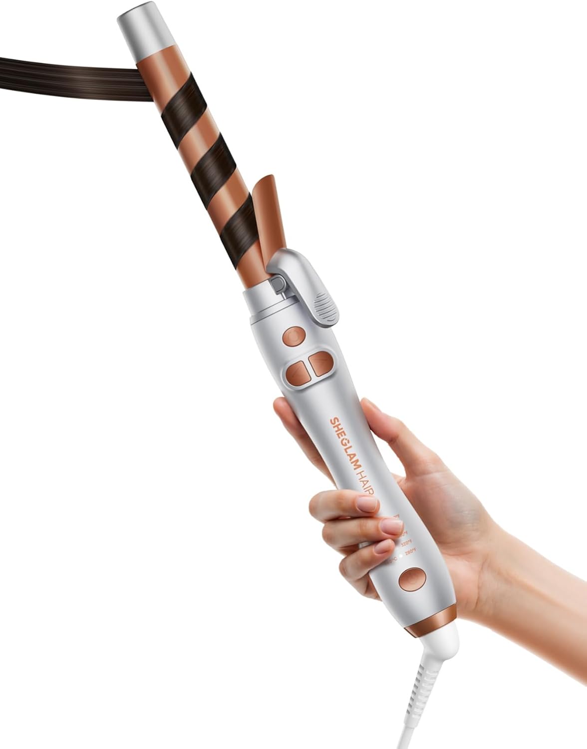 Automatic Curling Wand - 1 Inch Rotating Curling Iron for Long Hair | Self-Spinning Barrel up to 430°F
