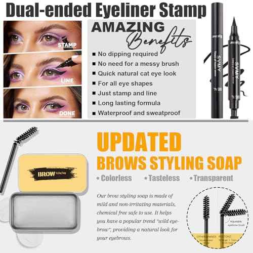 All in One Makeup Kit, Makeup Kit for Women Full Kit, Travel Make Up Gift Set for Women Teens Girls, Includes Eyeshadow, Foundation, Primer, Lipstick, Eyebrow Soap, Eyeliner Stamp, Brush, Sponge