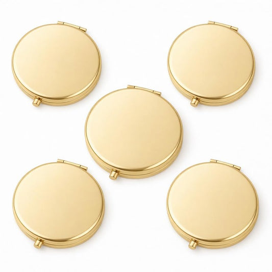 WOOYALIN Magnifying Compact Double-Sided 1X/2X Round Pocket Handheld Travel Makeup Portable Pocket Mirror (5, Gold)