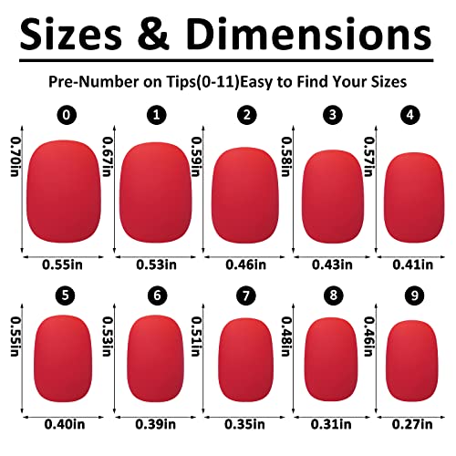 LoveOurHome 576pc Round Square Press on Nails Short Fake Nails Matte Acrylic Nails Press ons Nail XS Short Sqroval False Nails Kit Presson Artificial Fingernails for Women Girls Kids