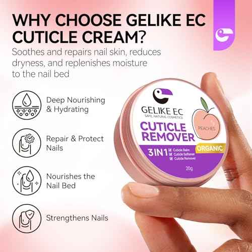 gelike ec Cuticle Cream for Dry Damaged Cuticles Organic Nail Cuticle Remover for Dry, Rough Hands Cracked Rigid Skin - Professional for Salon Home Use