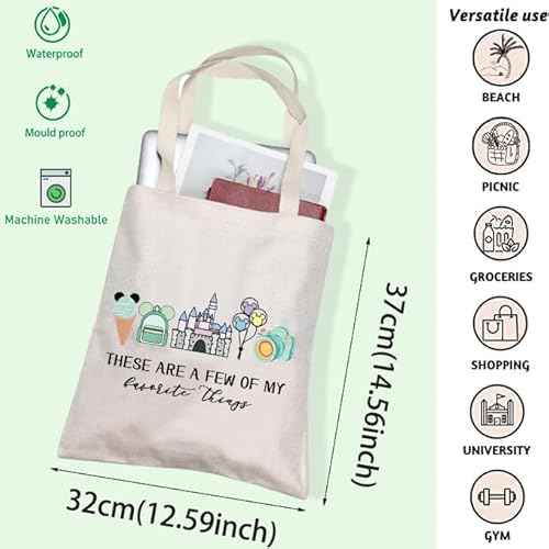 Vacation Trip Gift Fairytale Fans Shoulder Bag Mouse Family Trip SnacksTote Bag Magic Kingd*m Gift Mouse Ice Cream Handbag (F-things Mouse Tote)
