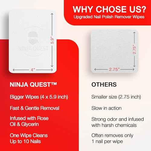 Nail Polish Remover Pads - 100% Non-Acetone - 50 Pack Bulk Set - Individually Wrapped - Quick Nail Polish Remover Wipes - Fingernail Travel Kit to Clear Nail Polish for Home & Professional Removal