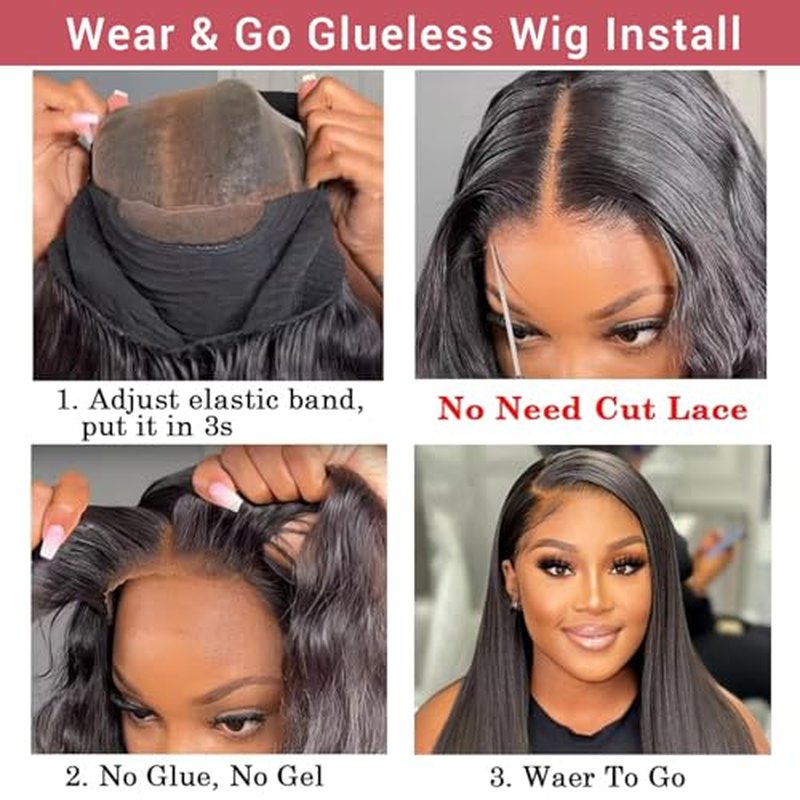 24 Inch Straight Glueless Wigs Human Hair Pre Plucked Pre Cut 9X6 HD Clouser Lace Front Wigs 220% Density Straight Human Hair Wigs for Black Women