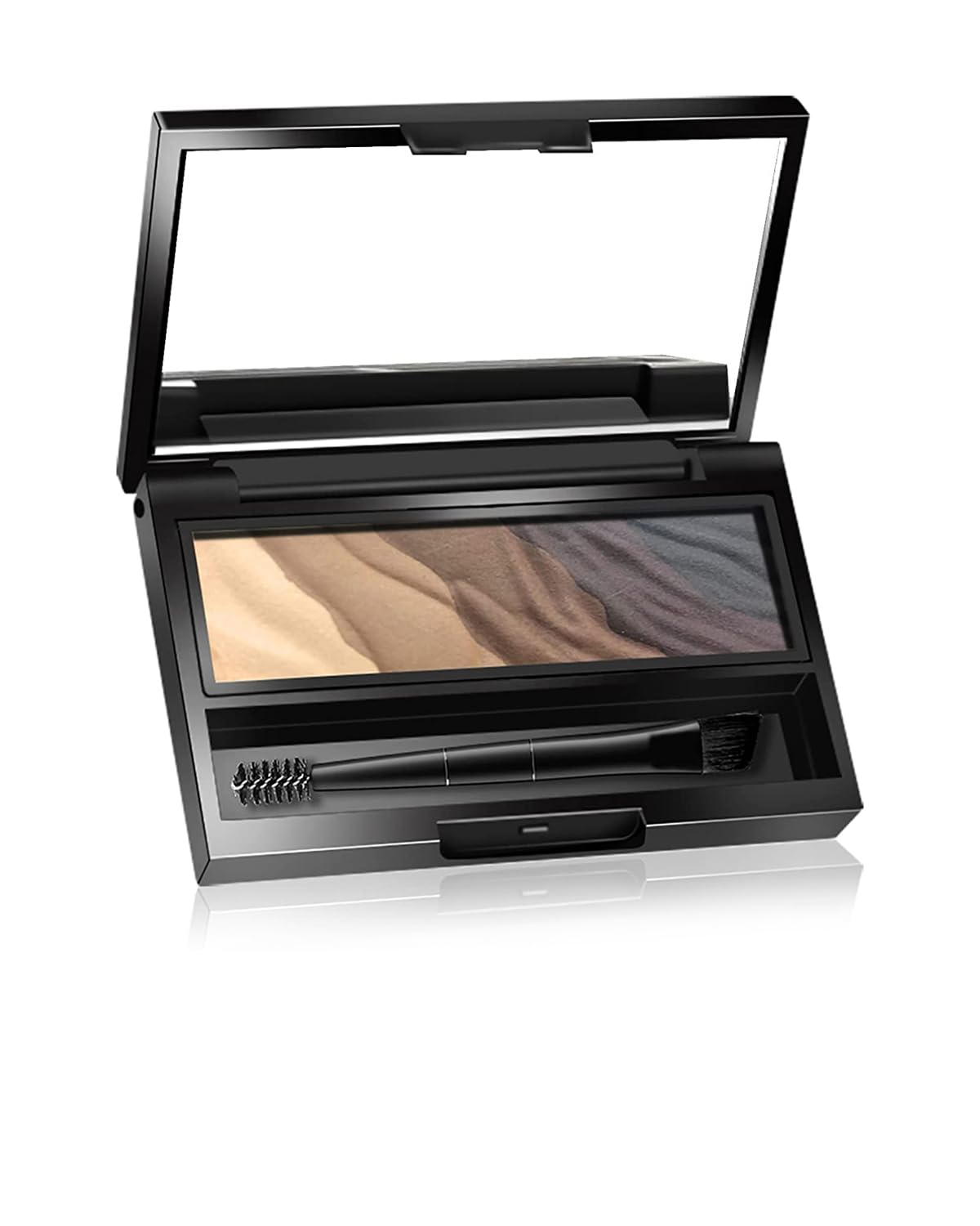 AMIIR 5 Colors Brow Powder Compact Eye Brow Tinted Dye Sculpt Light to Dark Coloring w/Double-Ended Brush Cute Little Makeup Palette Kit