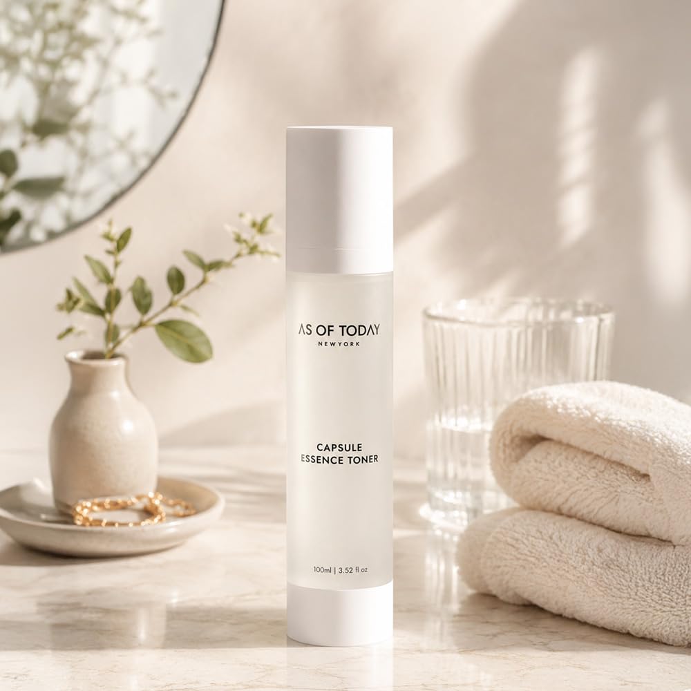AS OF TODAY Capsule Essence Toner | Hydration, Soothing, Skin Barrier & Even Tone | With Niacinamide, Jojoba Oil Capsules, Scutellaria & D-Panthenol | Clean Beauty