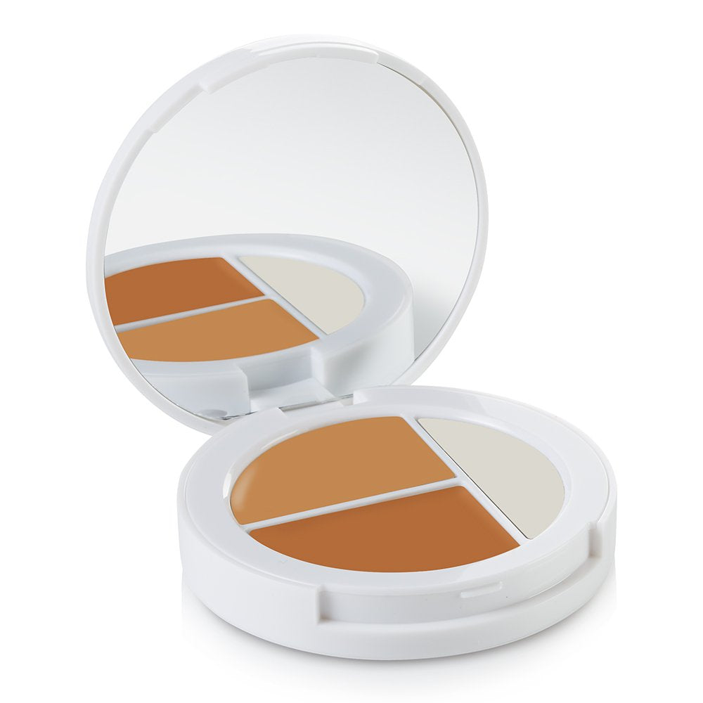 Sheer Cover – Flawless Face Kit – Perfect Shade Mineral Foundation – Conceal & Brighten Highlight Trio – with FREE Foundation Brush and Concealer Brush – Dark Shade – 4 Pieces