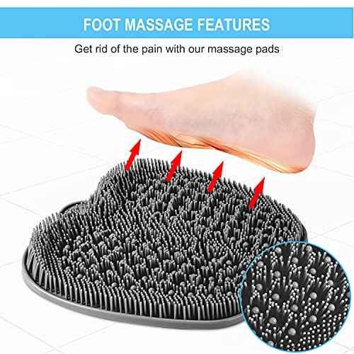 BESKAR XL Large Foot Scrubber Mat for Use in Shower - Shower Foot Cleaner to Eliminate Calluses Dead Skin, Foot Massager Mat for Men & Women to Soothe Achy Feet, Non Slip Suction Cups