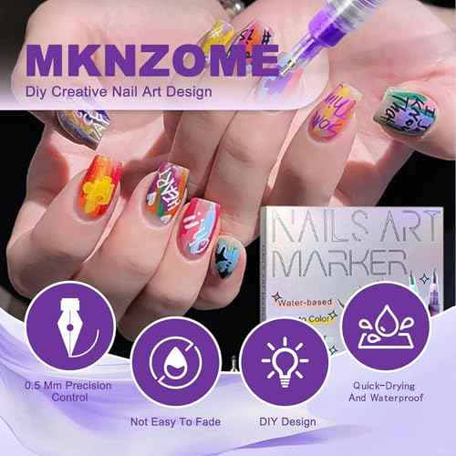 12 Color Nail Art Pens, 0.5 MM Nail Polish Pens Set Drawing Painting Point Liner Acrylic Painted Pen Kit, Waterproof and Quick-drying Nail for DIY Nails Art Design Manicure Tools