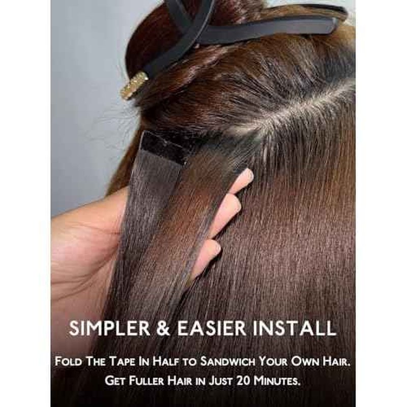 WENNALIFE 8cm Fuller Tape in Hair Extensions Human Hair, 20 Inch 160g 20pcs Jet Black Remy Hair Extensions Real Human Hair Invisible Straight Reusable Extensiones De Cabello Humano
