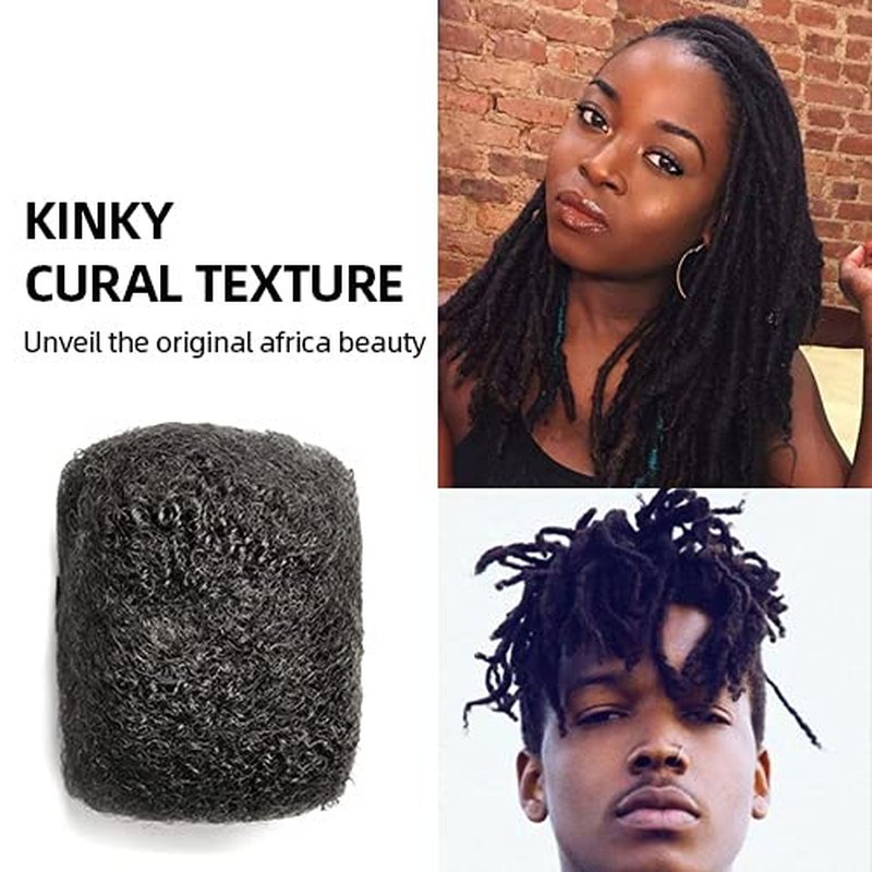 Tight Afro Kinky Bulk 100 £¥ Human Hair for Draedlock Extensions, Repair Locs, Twists and Braids 3 Bundles/Package (8 Inch, 1B - Natural Black)