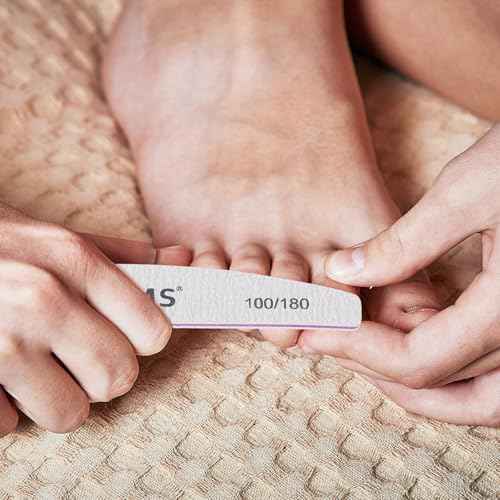 BTYMS 25Pcs 100/180 Grit Nail File and Buffer Professional Double-Sided Emery Boards for Acrylic, Gel & Natural Nails