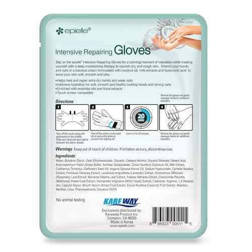 Epielle Intensive Repairing Hand Mask 6 Pairs, Deep Moisturizing Gloves for Dry, Cracked Hands, Self Care Gifts for Women, Spa Kit, Stocking Stuffers, Thanksgiving Essentials