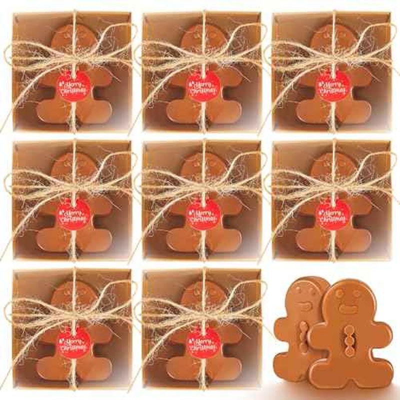 Maxcheck 50 Sets Christmas Bar Soap Gift Set Christmas Handmade Soaps Tree Socks Gingerbread Snowflakes Body Soaps with Exquisite Box Christmas Stocking Stuffers Gifts for Guests (Gingerbread)