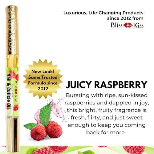 Bliss Kiss | 1 Juicy Raspberry Fragrance | Nail Oil Cuticle Pen w/Vitamin E & Jojoba?Nail Strengthener Nail Growth Serum for Brittle Peeling Breaking Thin Nails