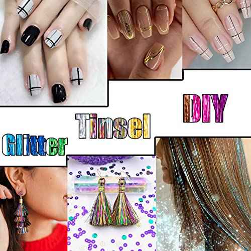 Hair Tinsel Kit 18 Colors, 3600 Strands 48 Inches Fairy Hair, Sparkling Hair Tensile for Christmas New Year Halloween Cosplay Party, Tinsel Hair Extensions with Tool