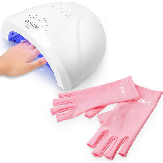 Professional SUNUV UV Nail Lamp with Adjustable Settings & UV Gloves for Gel Manicures