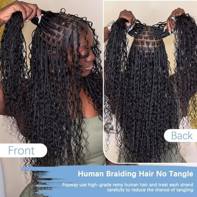 Human Braiding Hair for Boho Braids 150g 6 Bundles/Pack 20 Inch Deep Wave Bundles Human Hair Curly Boho Hair for Braiding 12A Bulk Braiding Hair Wet and Wavy Natural color