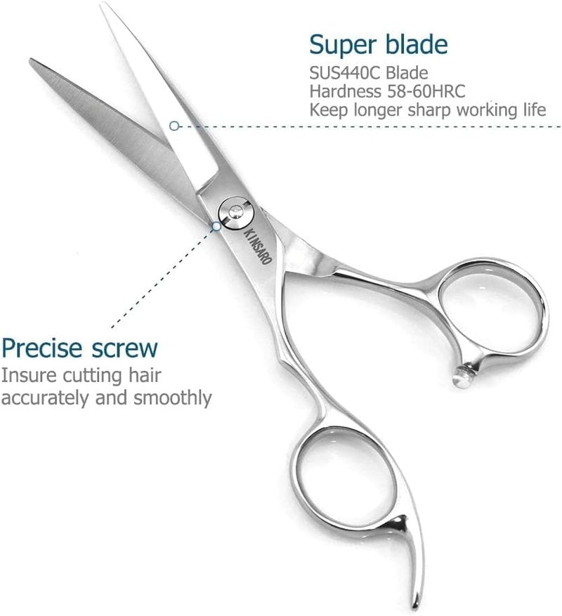 Left-Handed Hair Scissors - 5.5 Inch Professional Hair Shears | Ideal for Barbers & Home Use