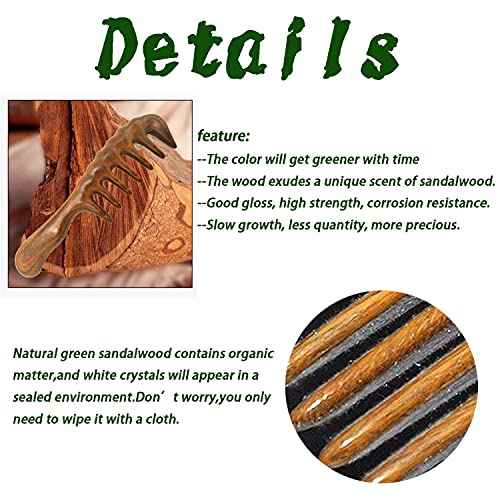 Thicken Wooden Wide Tooth Comb for Curly Hair,Large No-static Handmade 100% Natural Sandalwood Hair Comb for Head Scalp Massage,Detangling Comb for Women Holiday Gift (Green Sandalwood)