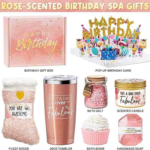 Birthday Gifts for Women Friendship, Rose Relaxing Spa Gifts Basket Set for Women, Self Care Gift Unique Happy Birthday Gifts Idea for Mom Her Best Friend Sister Wife Girlfriend Coworker Teacher Nurse