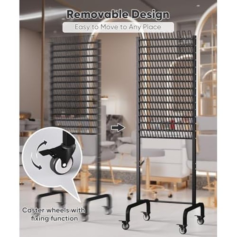 150 Pegs Braiding Hair Rack, Adjustable Hair Separator Stand with Wheels, Hair Extension Holder for Hair Stylists, Braiders, Home, Salon, Beauty School, Black