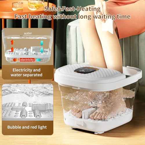 Collapsible Foot Spa with Heat, Foldable Foot Bath Massager with Temperature Control Touchscreen, Foot Massage Rollers, Pedicure Spa for Home, Office, Relaxation, Gift for Men & Women