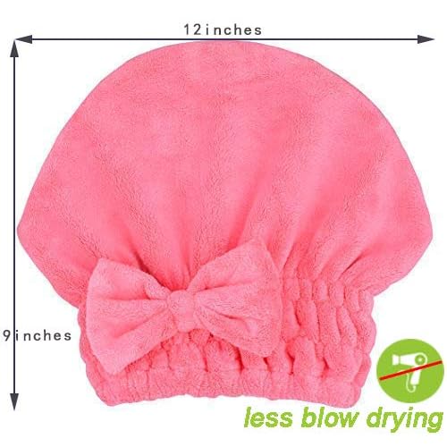 Microfiber Hair Drying Towels Head wrap with Bow-Knot Shower Cap Hair Turban hairWrap Bath Cap for Curly Long & Wet Hair Gift for Women 2pack