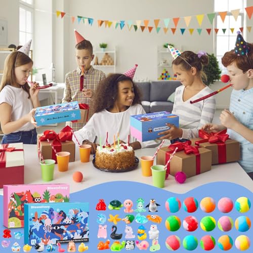 30 Kids Bath Bombs with Surprise Inside ? Gift Set with 30 Unique Land & Sea Animal Toys, Fun, Educational, and Child-Safe Natural Bath Bombs with Toys, Great Gift for Kids¡¯ Birthdays & Christmas
