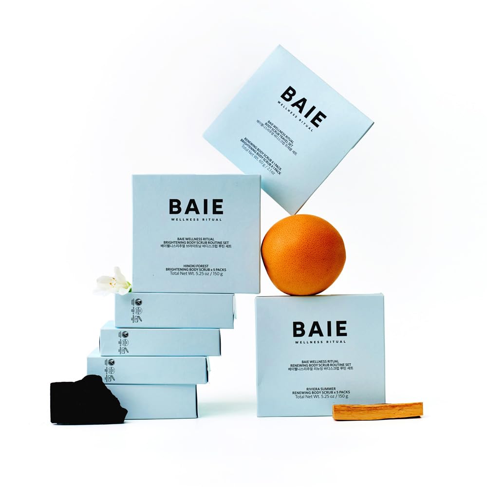 BAIE WELLNESS RITUAL Body Scrub Discovery Set, Single-Use Body Scrub Sampler, Vegan, 8 x 1.05 oz
